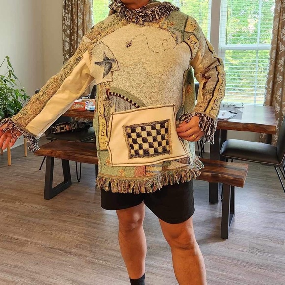 NEW 😍 HANDMADE Cottagecore Oversized Blanket Hoodie Sweatshirt Vintage Upcycled - Picture 3 of 13